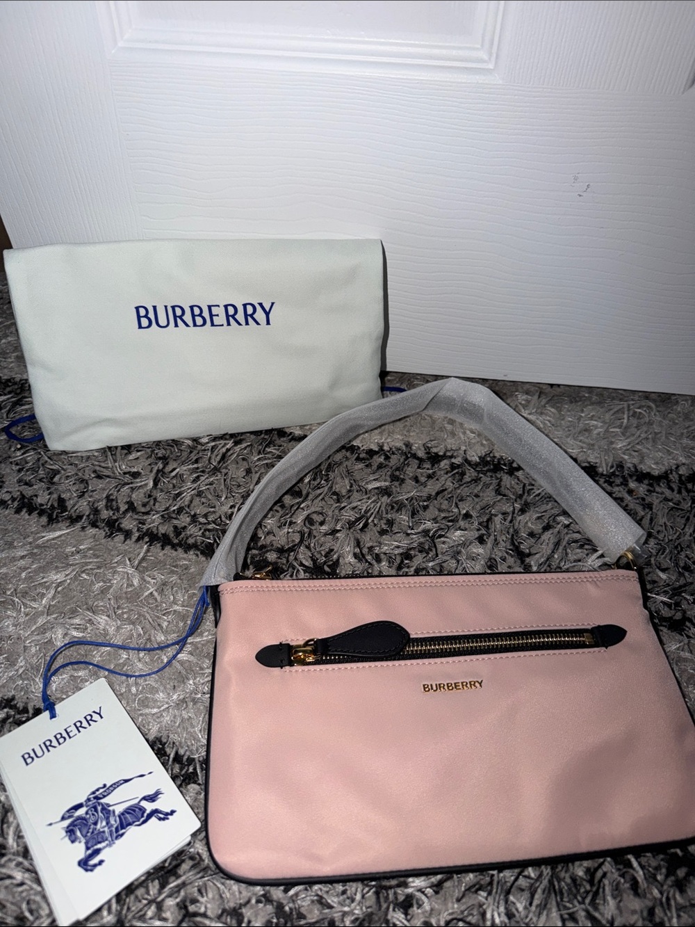 NWT Burberry rose beige mini pouch with Gold Hardware